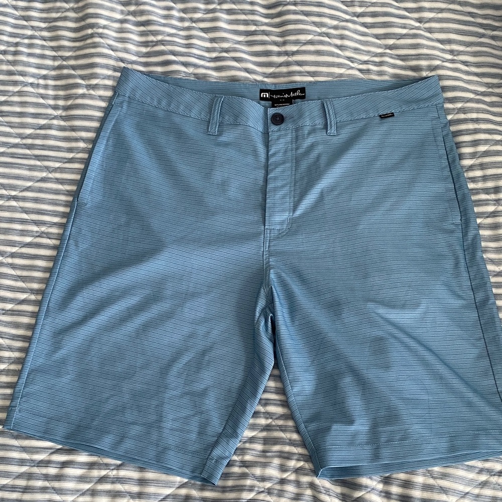 Travis Mathew Light Blue stripe Golf Shorts